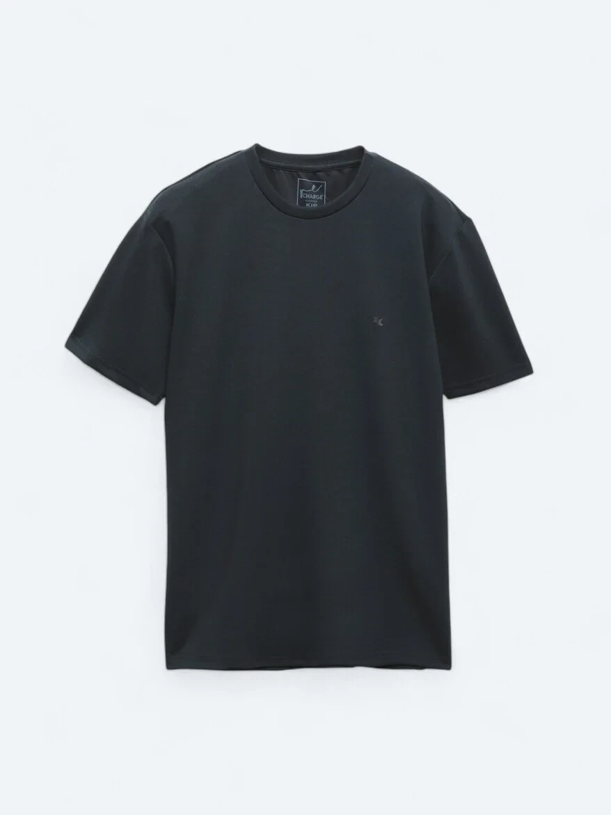Navy Blue Plain Crew Neck T-Shirt - 5