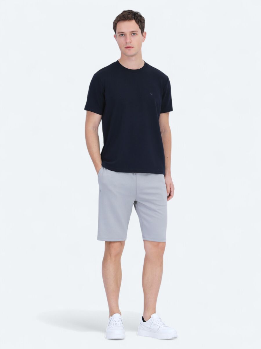 Navy Blue Plain Crew Neck T-Shirt - 2