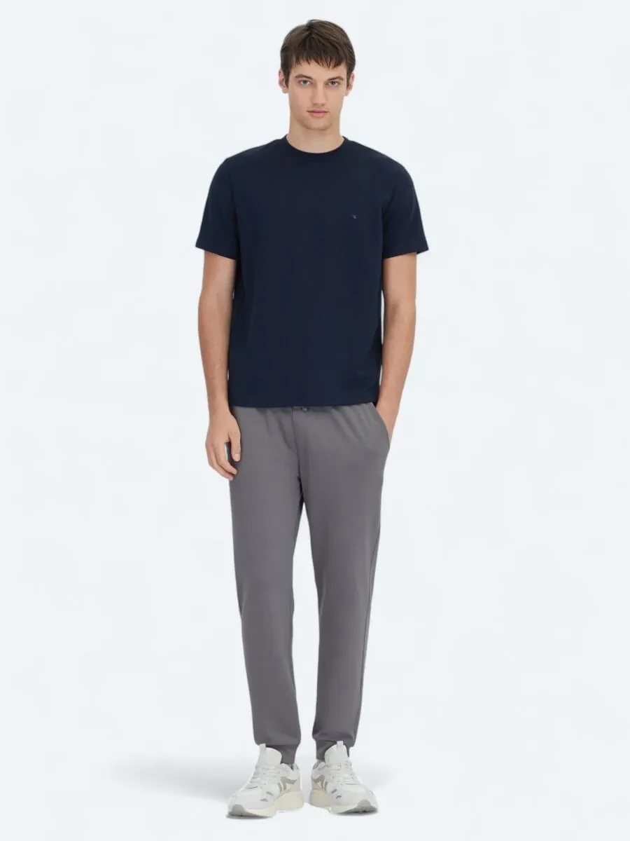 Navy Blue Plain Crew Neck T-Shirt - 2