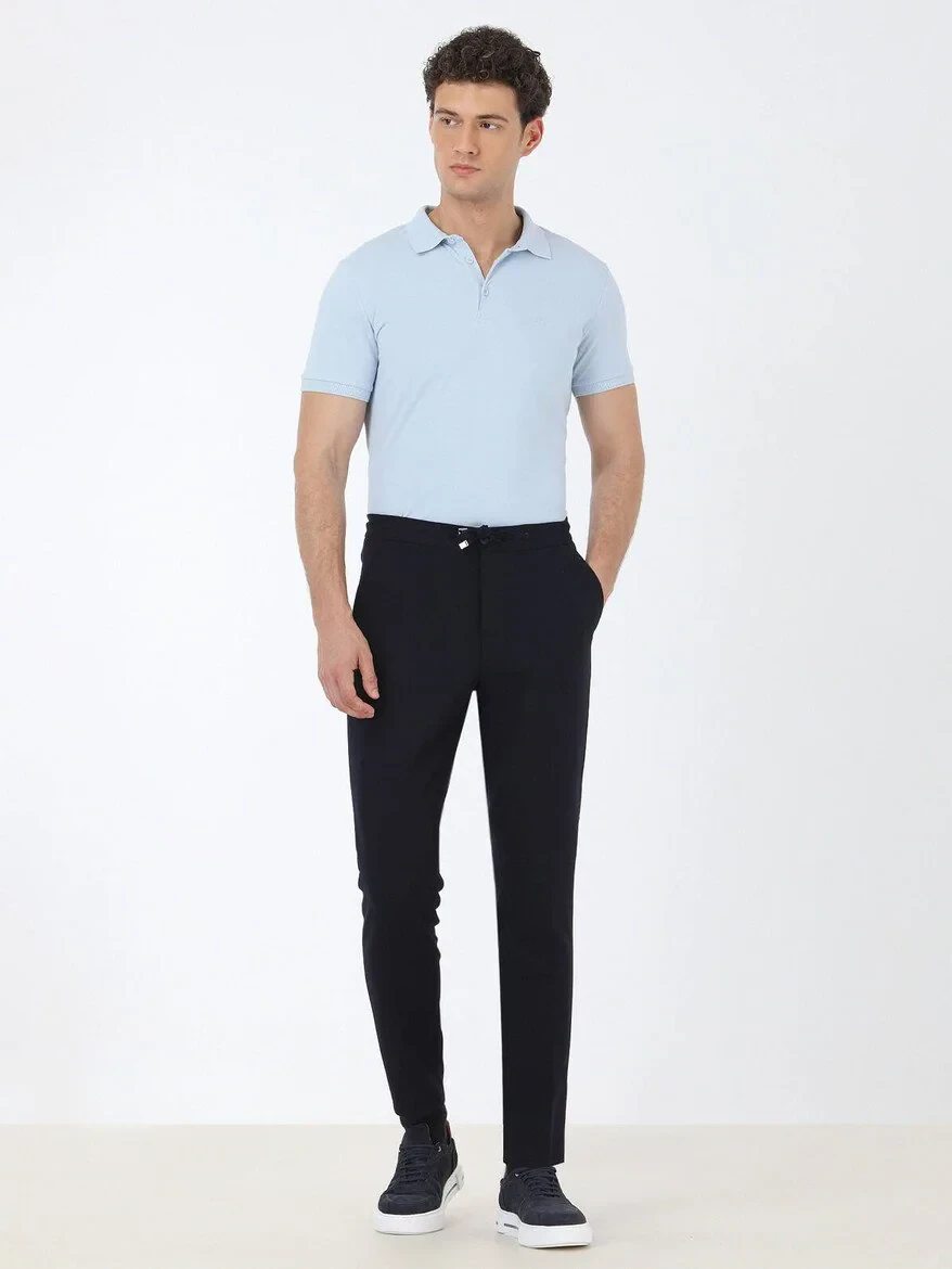 Navy Blue Plain Modern Fit Suit - 4