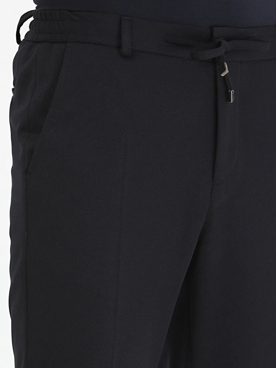 Navy Blue Plain Modern Fit Suit - 5