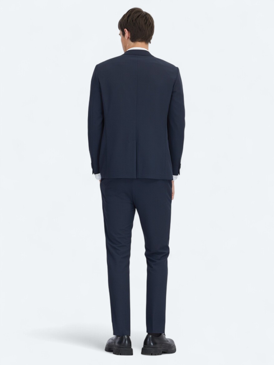 Navy Blue Plain Modern Fit Suit - 6