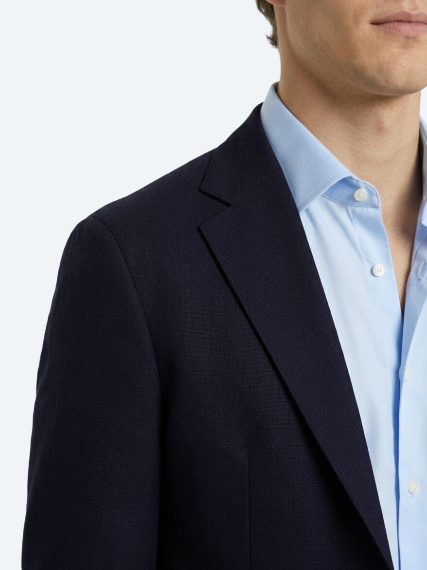 Navy Blue Micro Modern Fit Suit - 5
