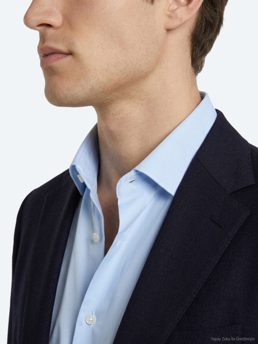 Navy Blue Micro Modern Fit Suit - 4