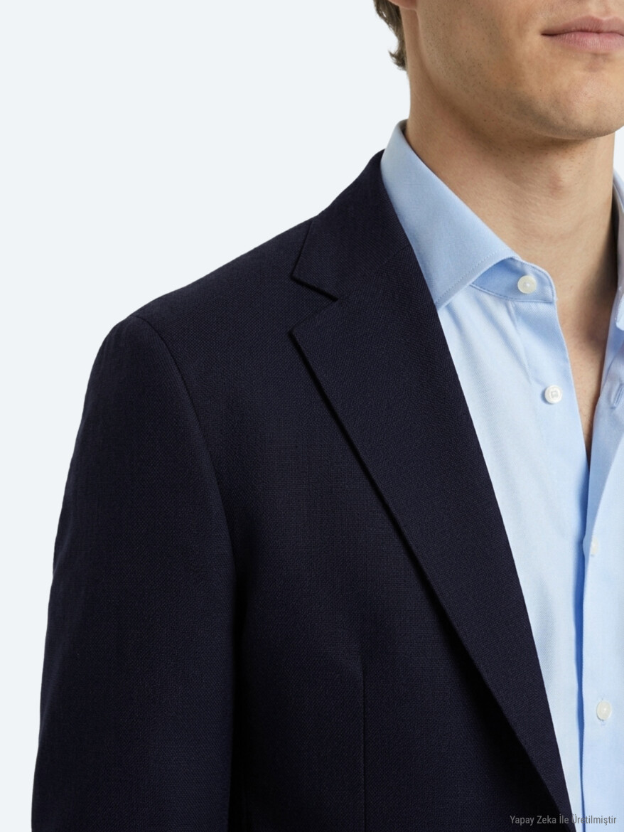 Navy Blue Micro Modern Fit Suit - 5