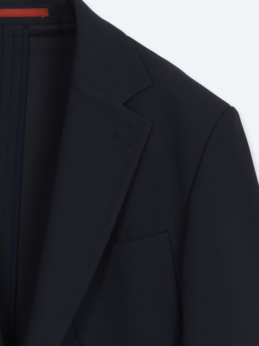 Navy Blue Micro Modern Fit Suit - 9