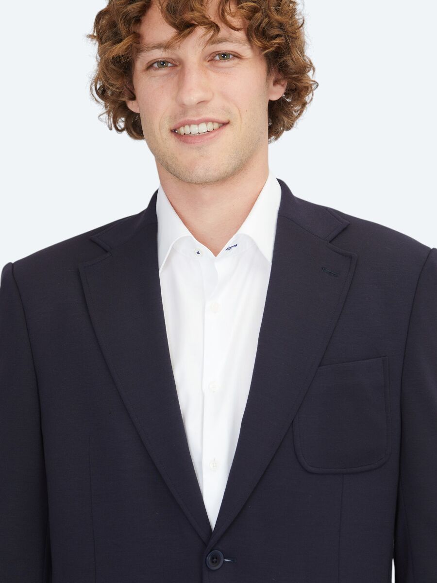 Navy Blue Plain Modern Fit Suit - 3