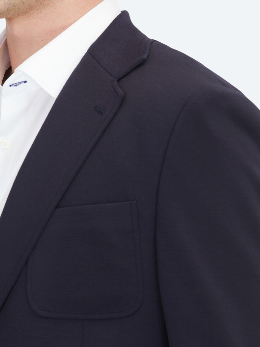 Navy Blue Plain Modern Fit Suit - 4