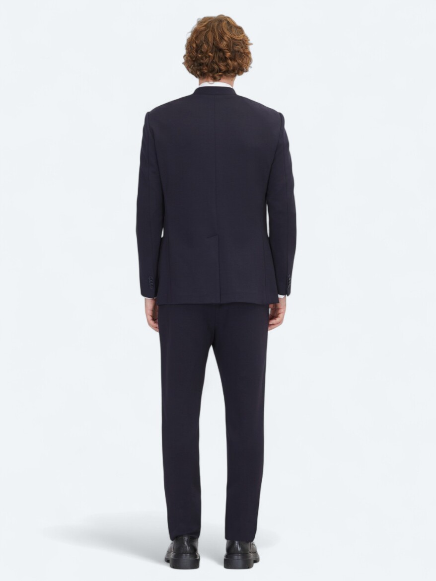 Navy Blue Plain Modern Fit Suit - 6
