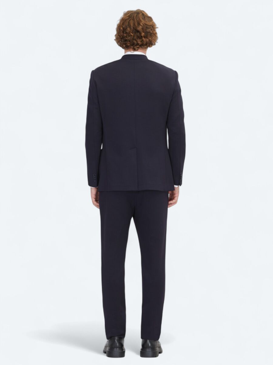Navy Blue Plain Modern Fit Suit - 6