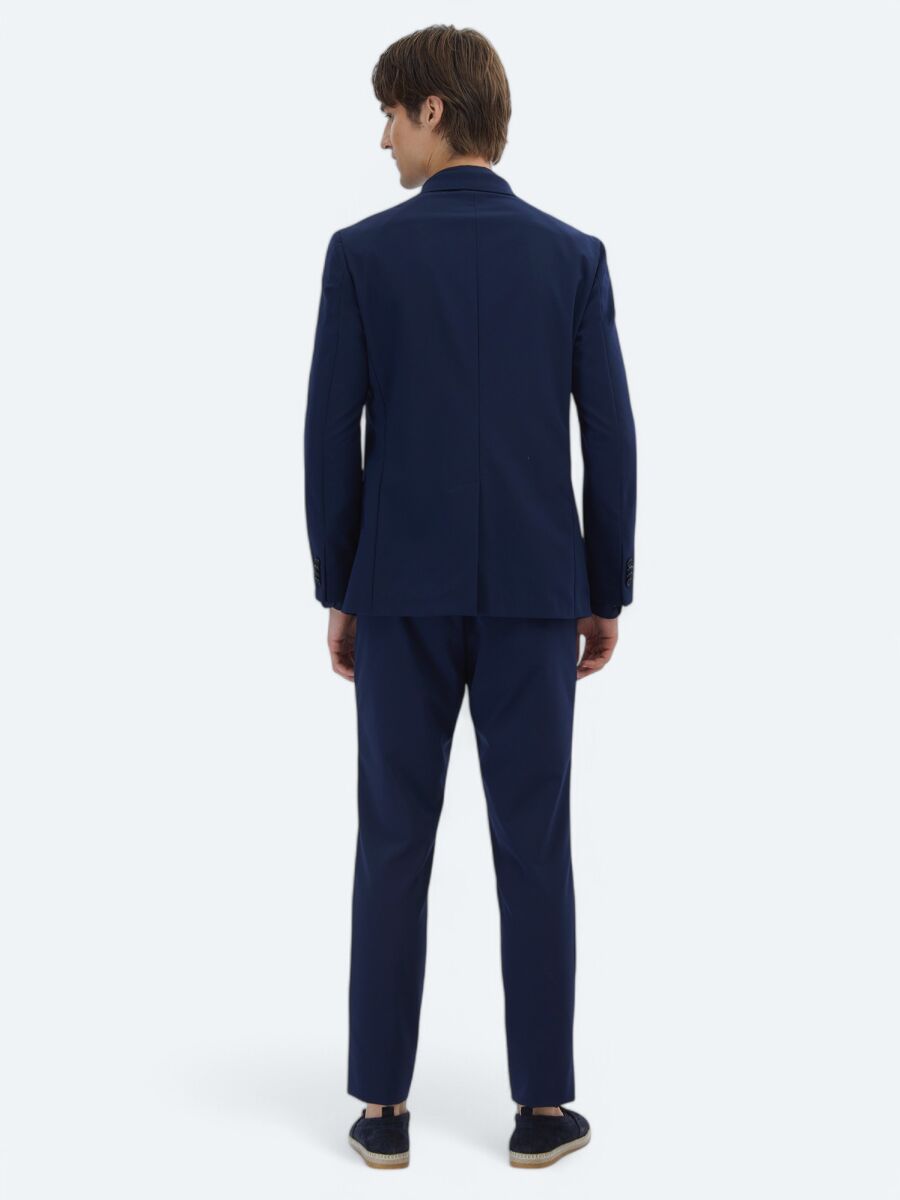 Navy Blue Plain Modern Fit Suit - 7