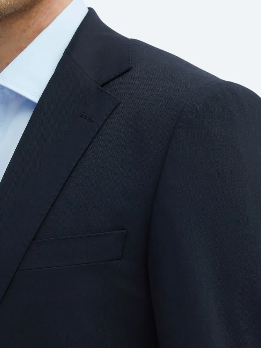 Navy Blue Plain Modern Fit Suit - 4