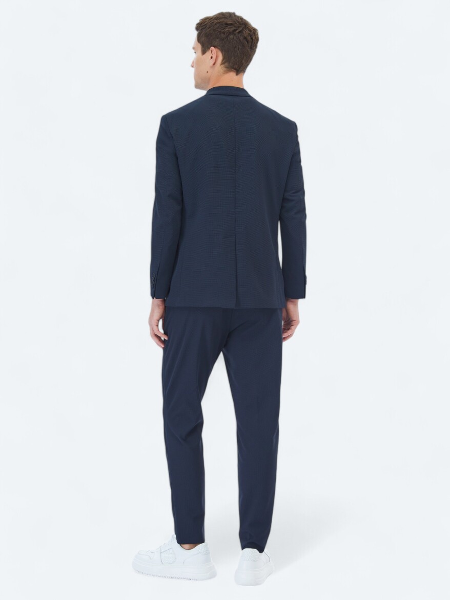 Navy Blue Plain Modern Fit Suit - 7