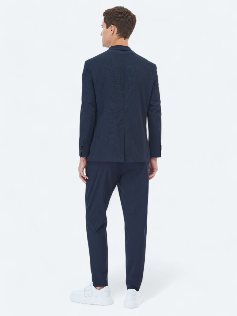 Navy Blue Plain Modern Fit Suit - 7
