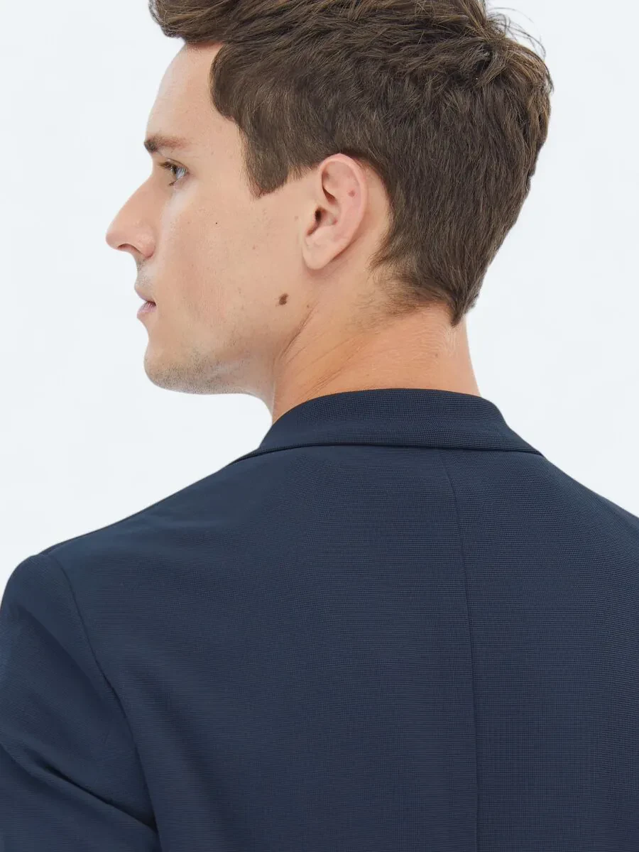 Navy Blue Plain Modern Fit Suit - 6
