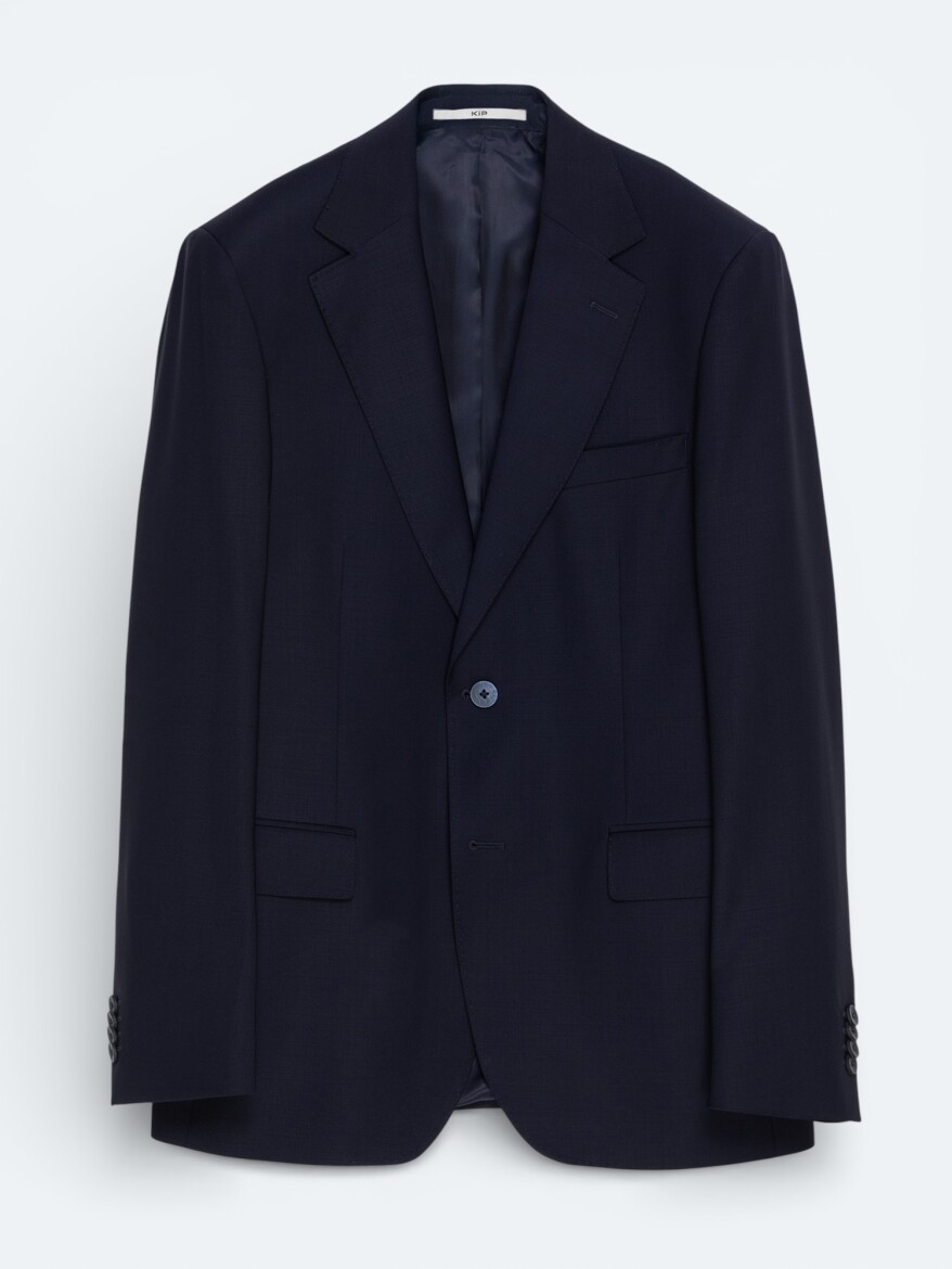 Navy Blue Plain Modern Fit Wool Blended Suit - 5