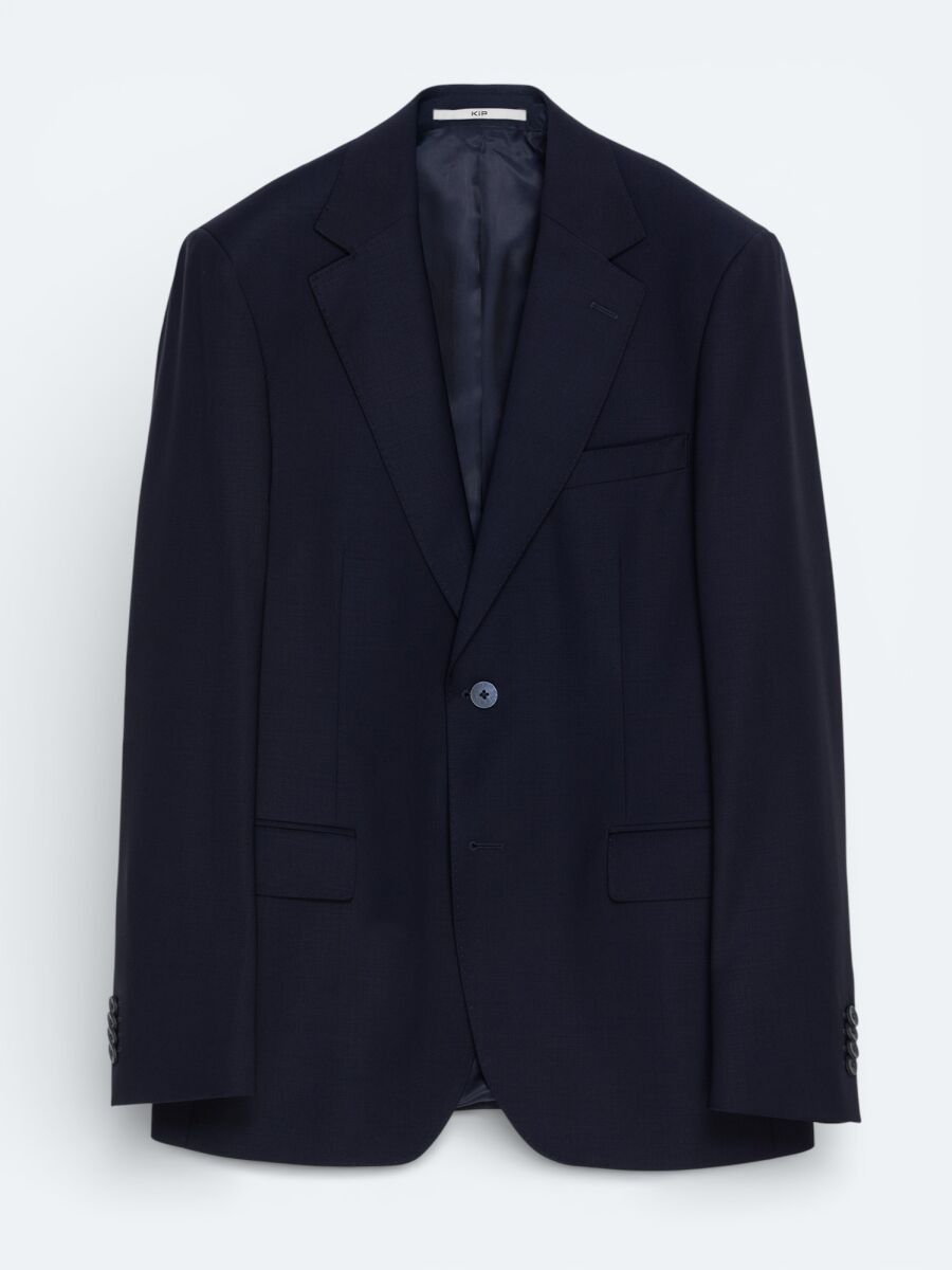 Navy Blue Plain Modern Fit Wool Blended Suit - 5