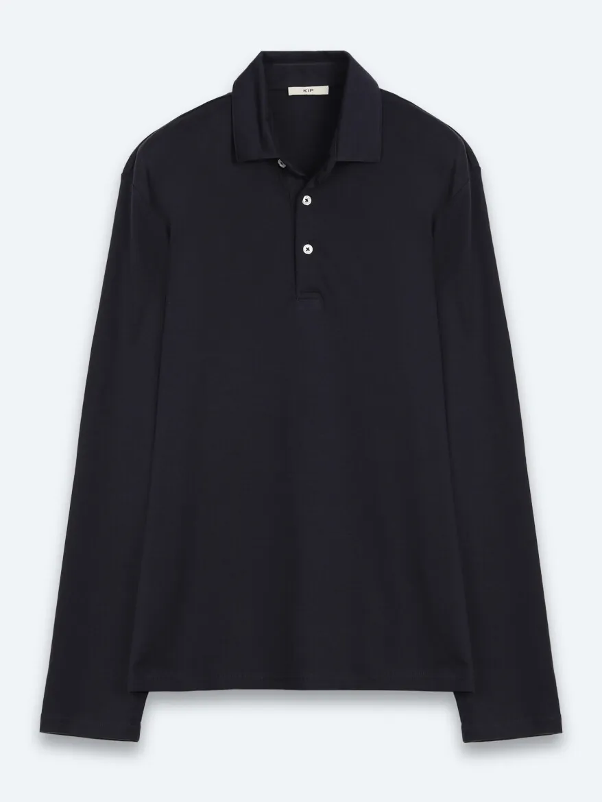 Navy Blue Plain Polo Neck 100% Cotton T-Shirt - 6