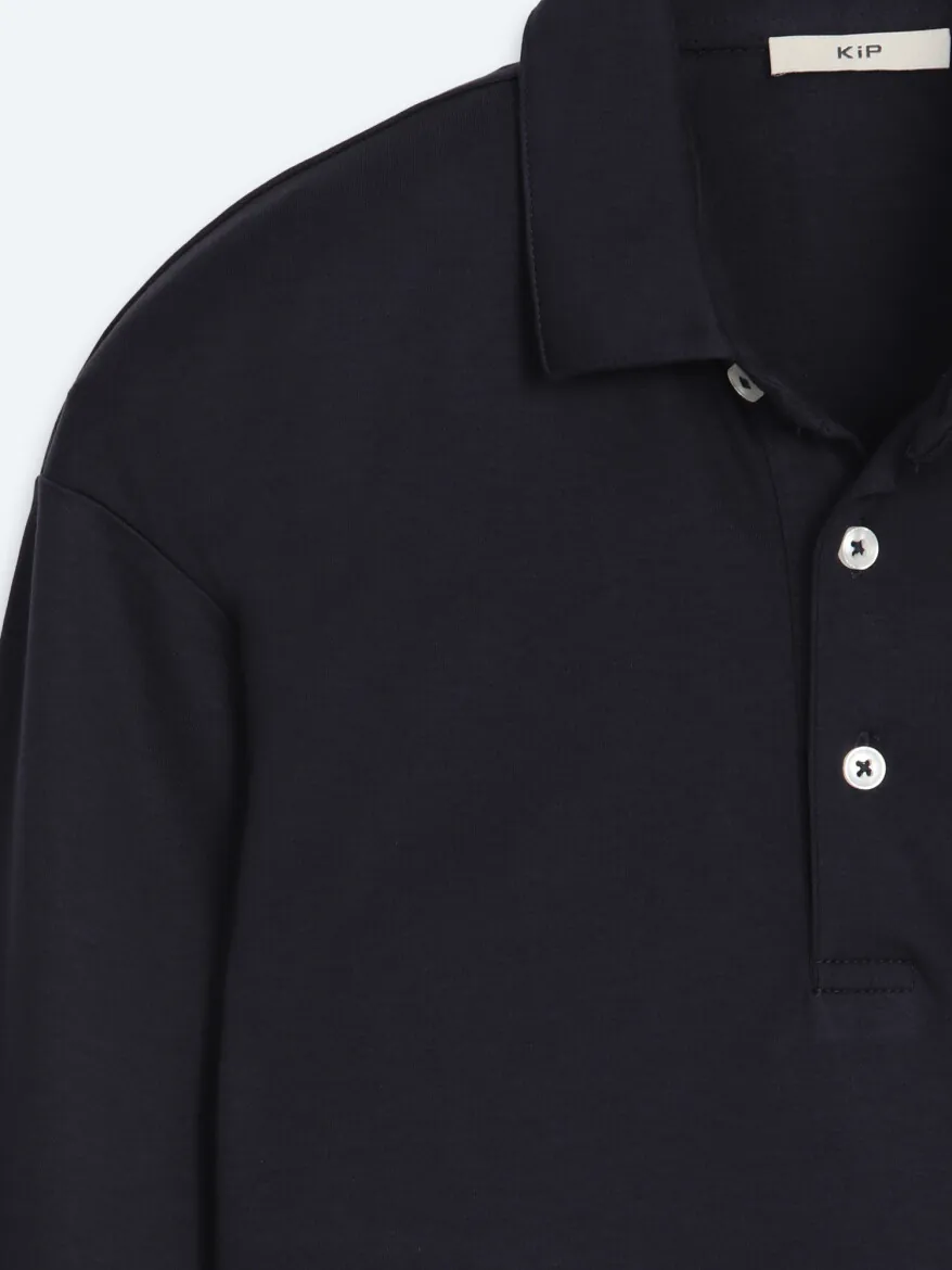 Navy Blue Plain Polo Neck 100% Cotton T-Shirt - 7