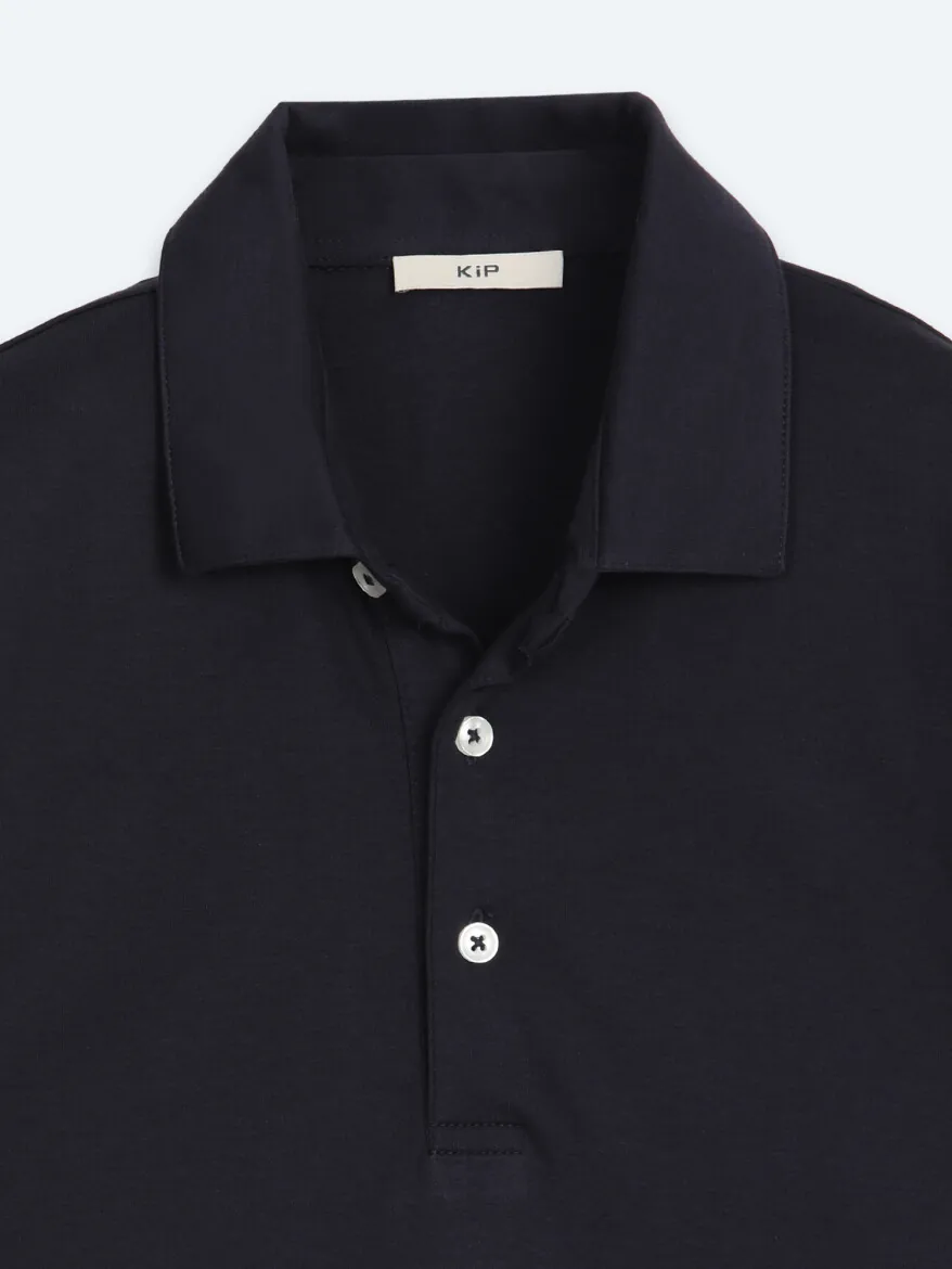 Navy Blue Plain Polo Neck 100% Cotton T-Shirt - 8