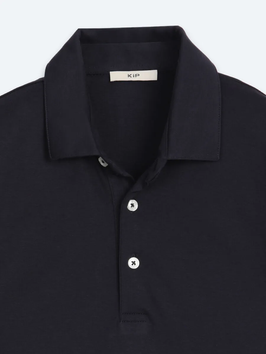 Navy Blue Plain Polo Neck 100% Cotton T-Shirt - 8