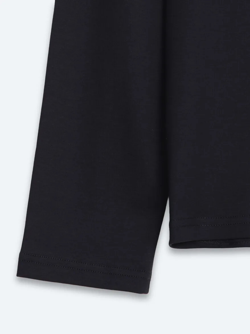 Navy Blue Plain Polo Neck 100% Cotton T-Shirt - 9