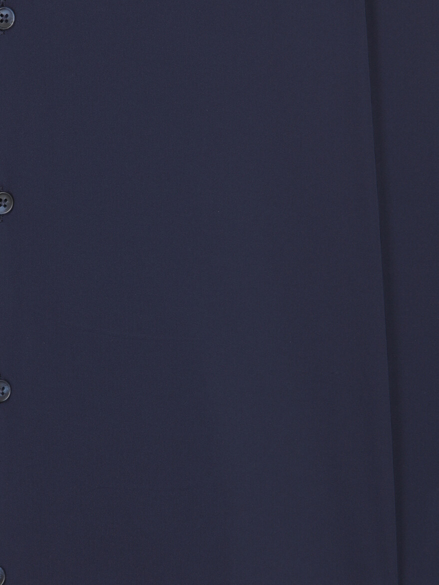 Navy Blue Plain Regular Fit Long Knitting Casual Shirt - 9