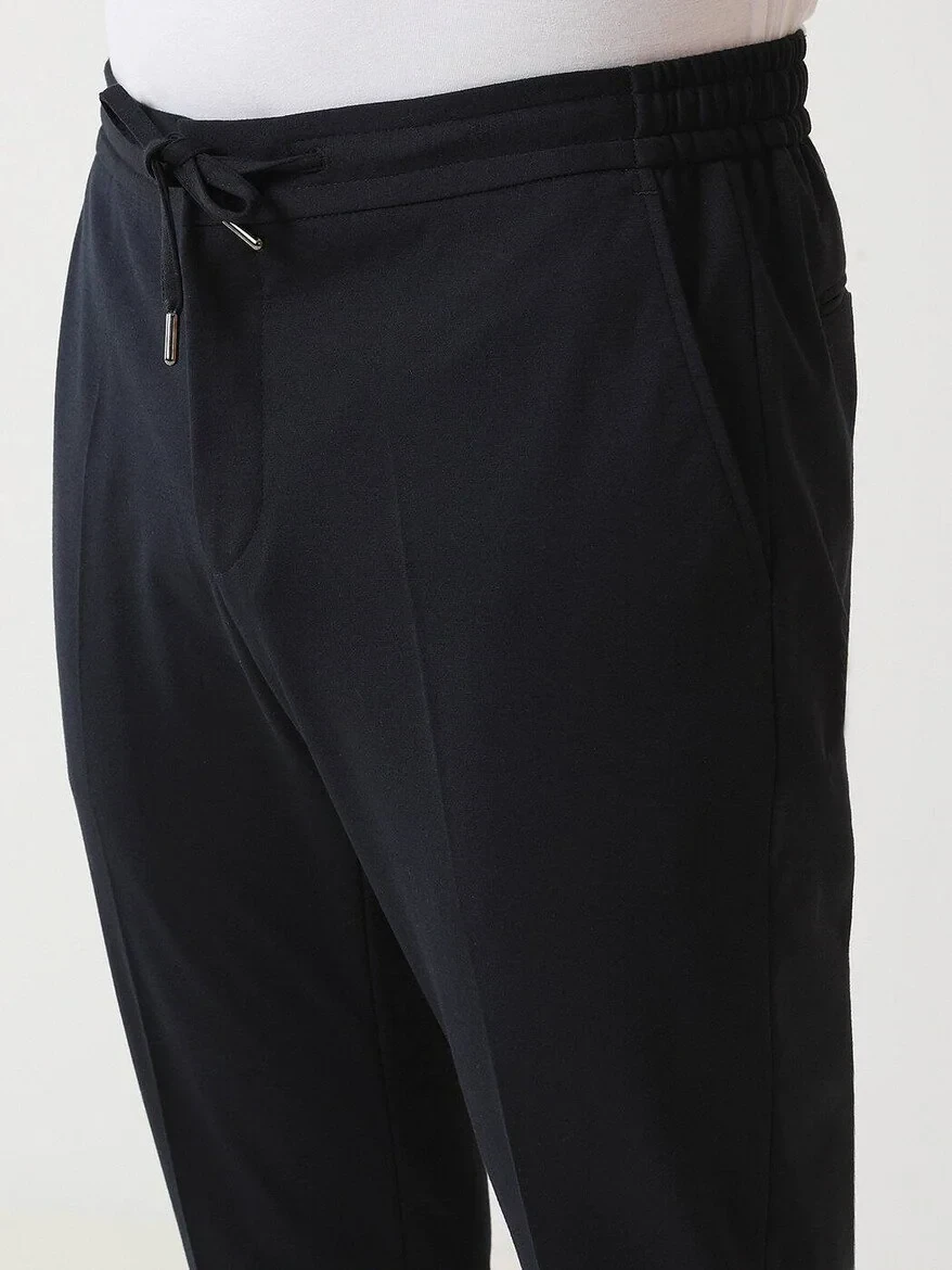 Navy Blue Plain Relaxed Fit Suit - 3