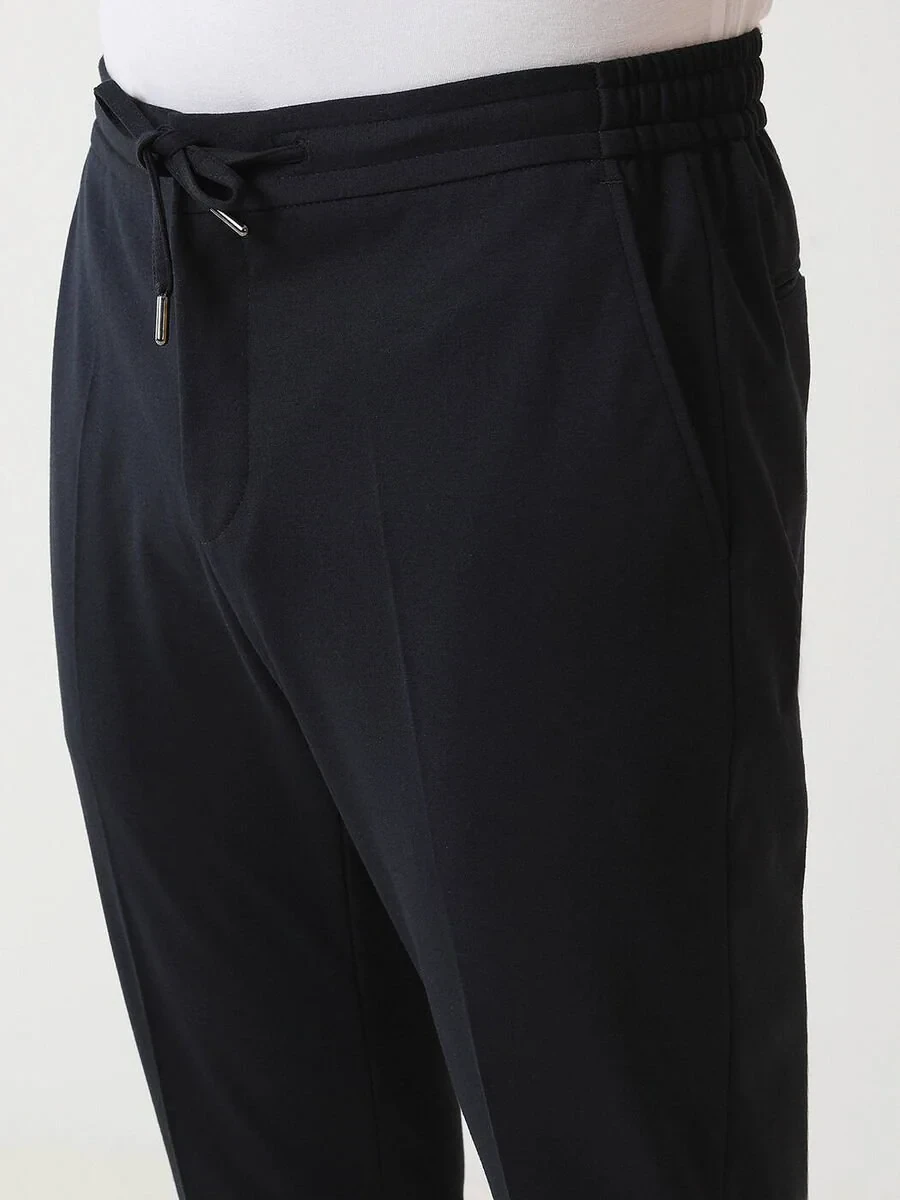 Navy Blue Plain Relaxed Fit Suit - 3