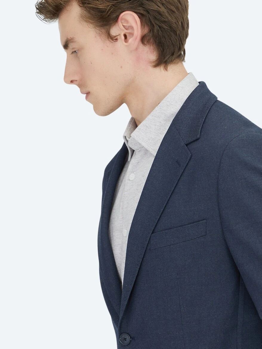 Navy Blue Plain Suit - 3