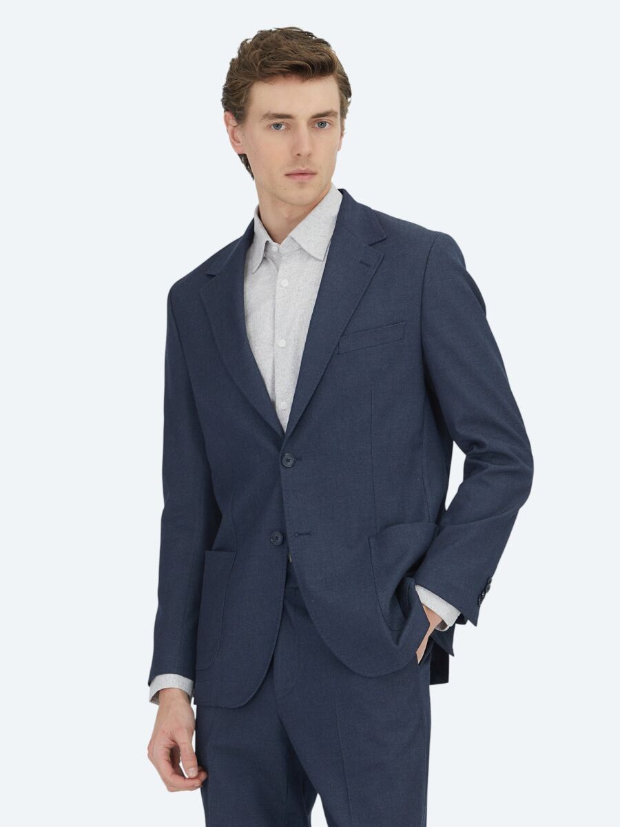 Navy Blue Plain Suit - 2