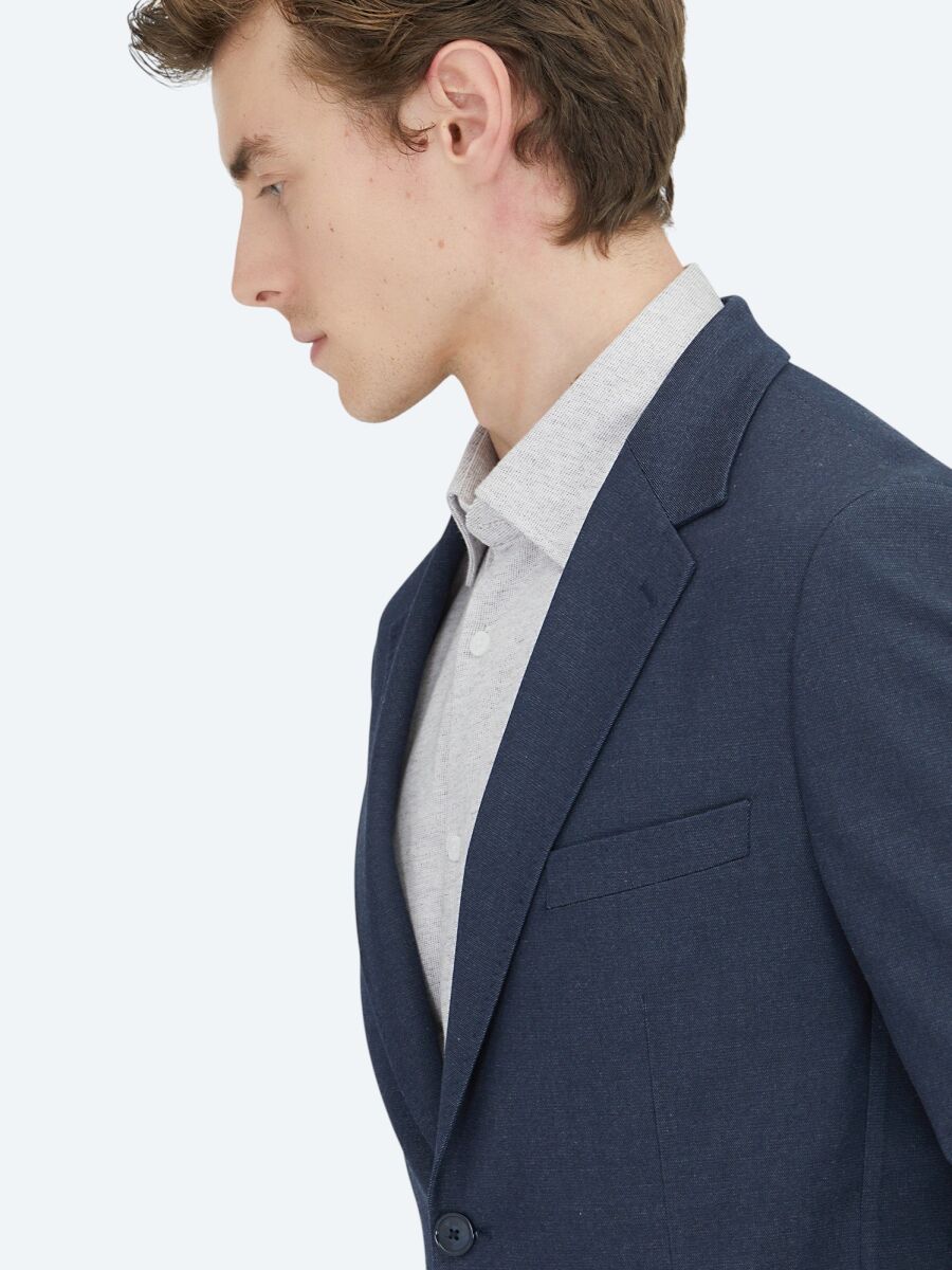 Navy Blue Plain Suit - 3