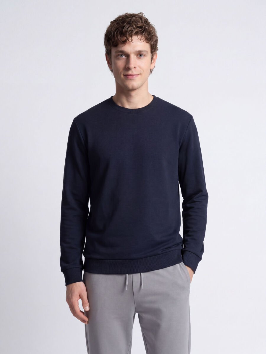 Navy Blue Plain Sweatshirt - 1