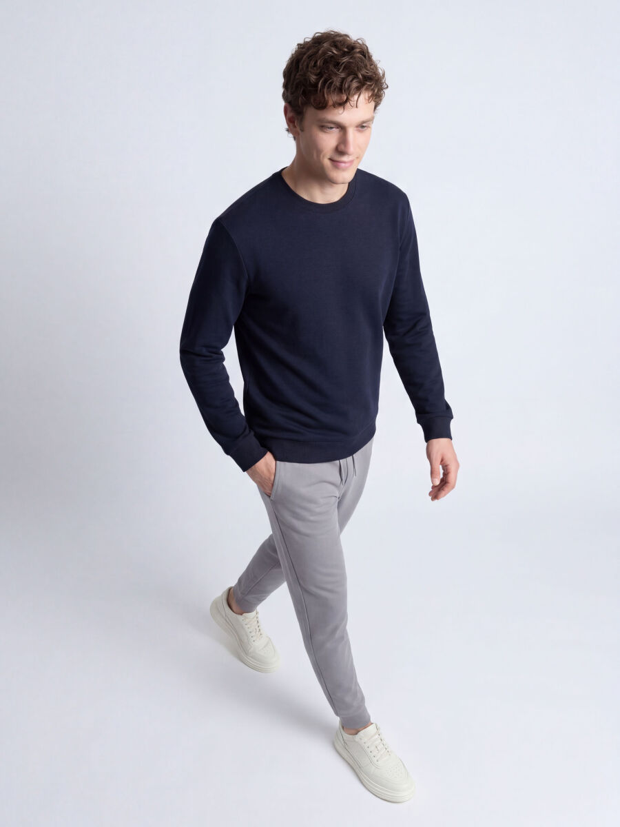 Navy Blue Plain Sweatshirt - 2