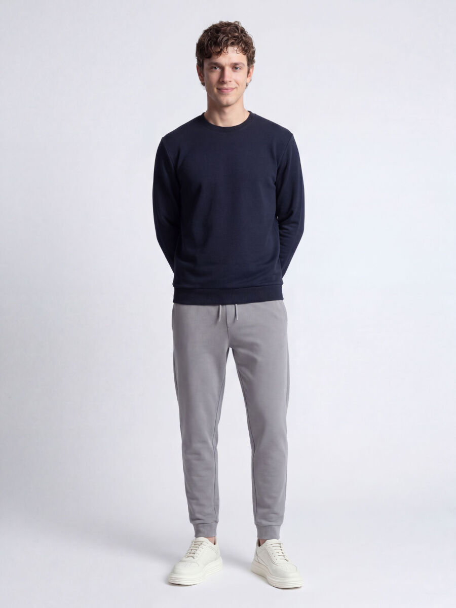 Navy Blue Plain Sweatshirt - 4