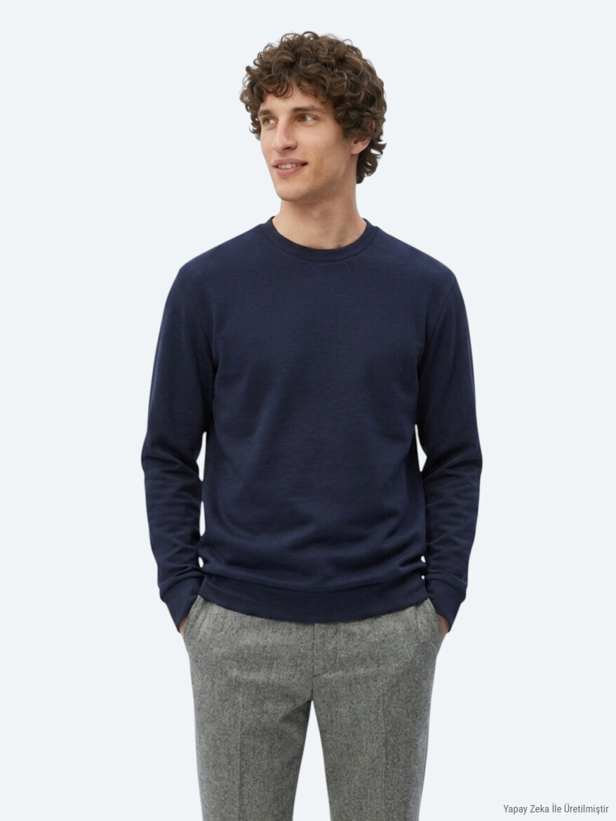 Navy Blue Plain Sweatshirt - 4