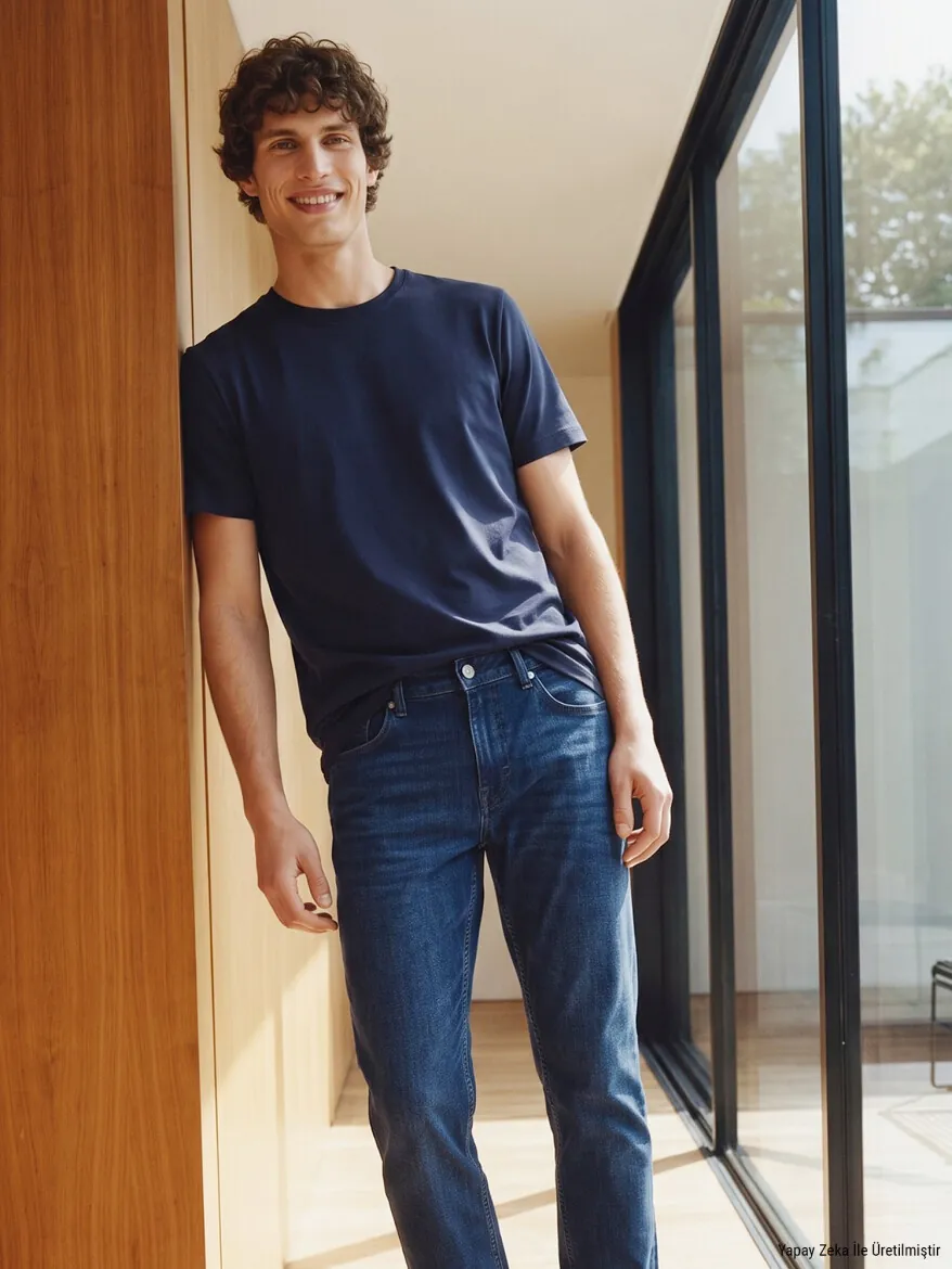 Navy Blue Plain T-Shirt - KİP
