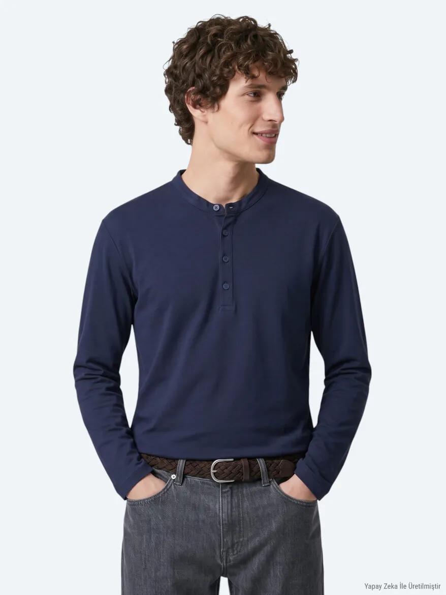 Navy Blue Plain T-Shirt - KİP