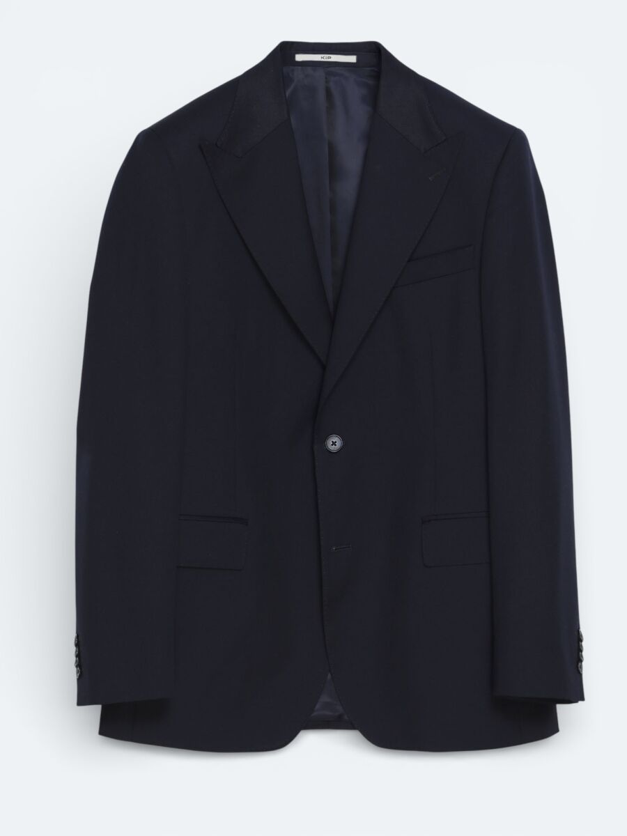 Navy Blue Plain Wool Blended Suit - 2