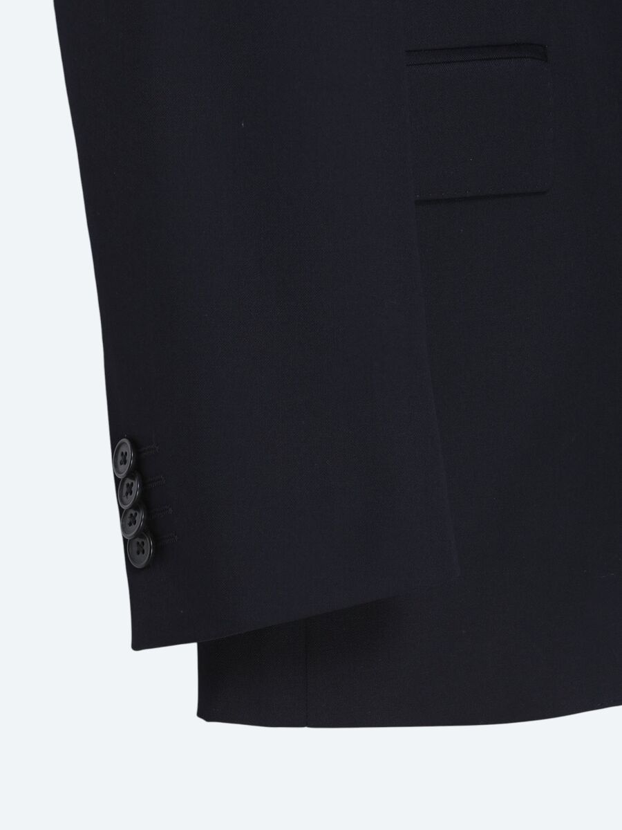 Navy Blue Plain Wool Blended Suit - 5