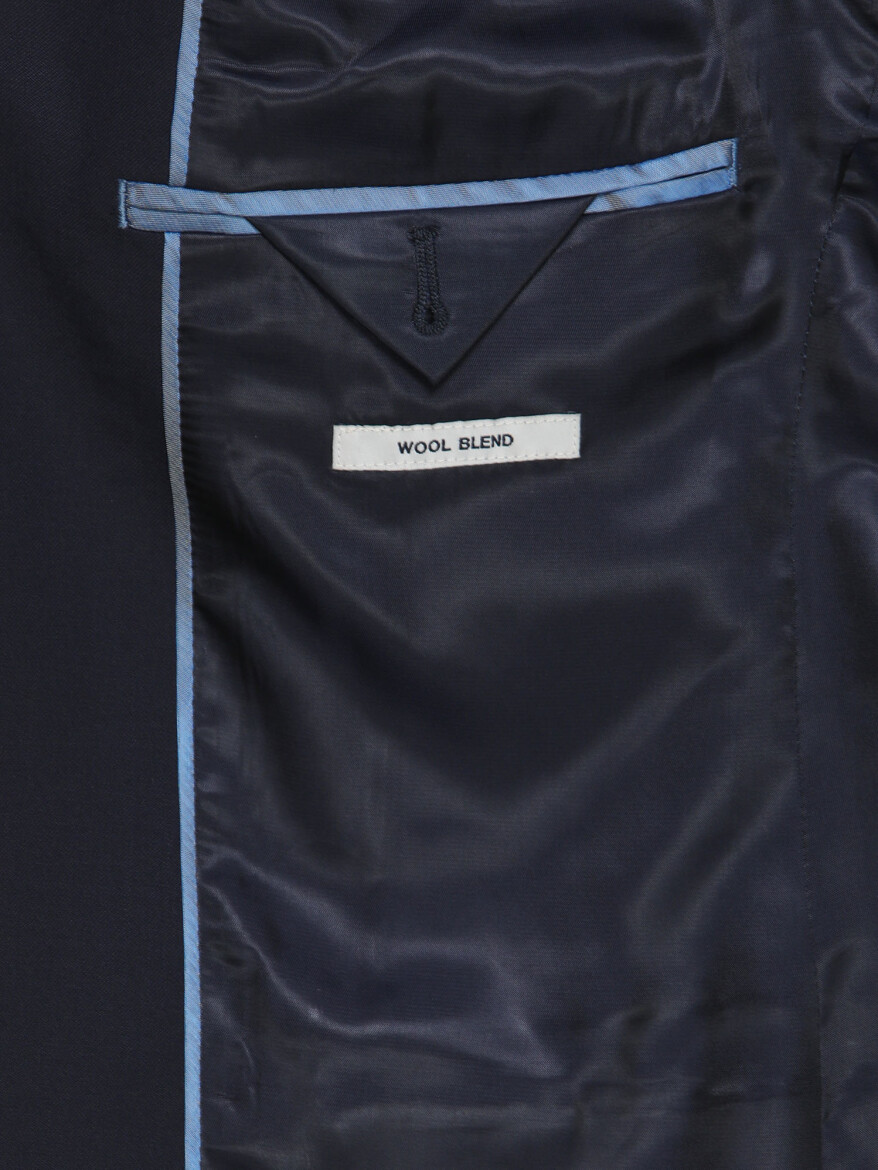 Navy Blue Plain Wool Blended Suit - 7