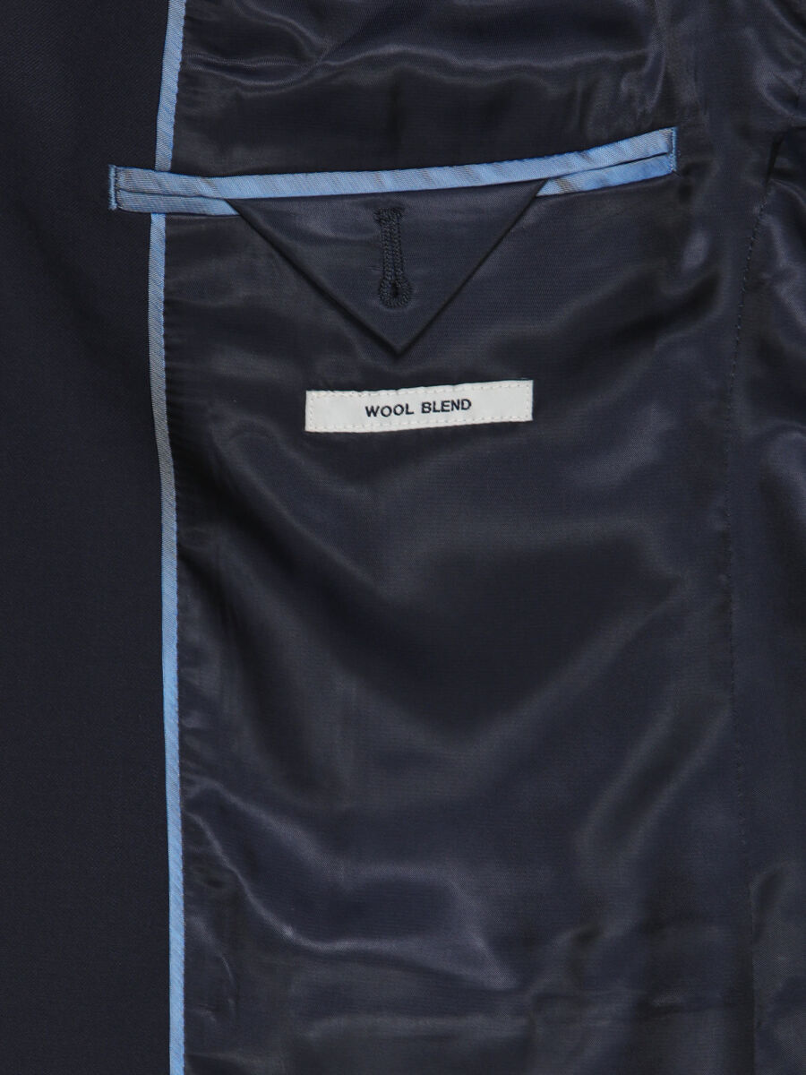 Navy Blue Plain Wool Blended Suit - 7