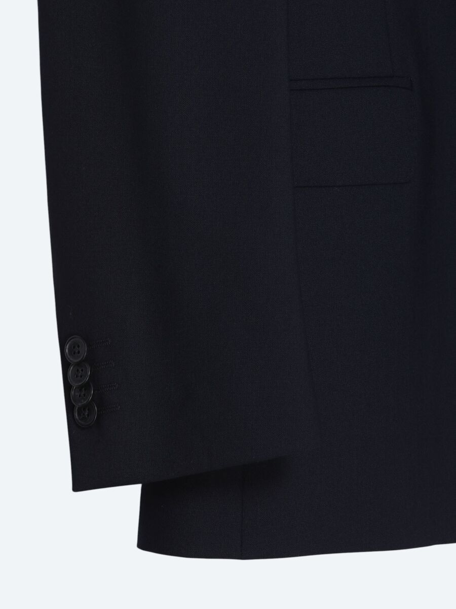 Navy Blue Plain Wool Blended Suit - 5