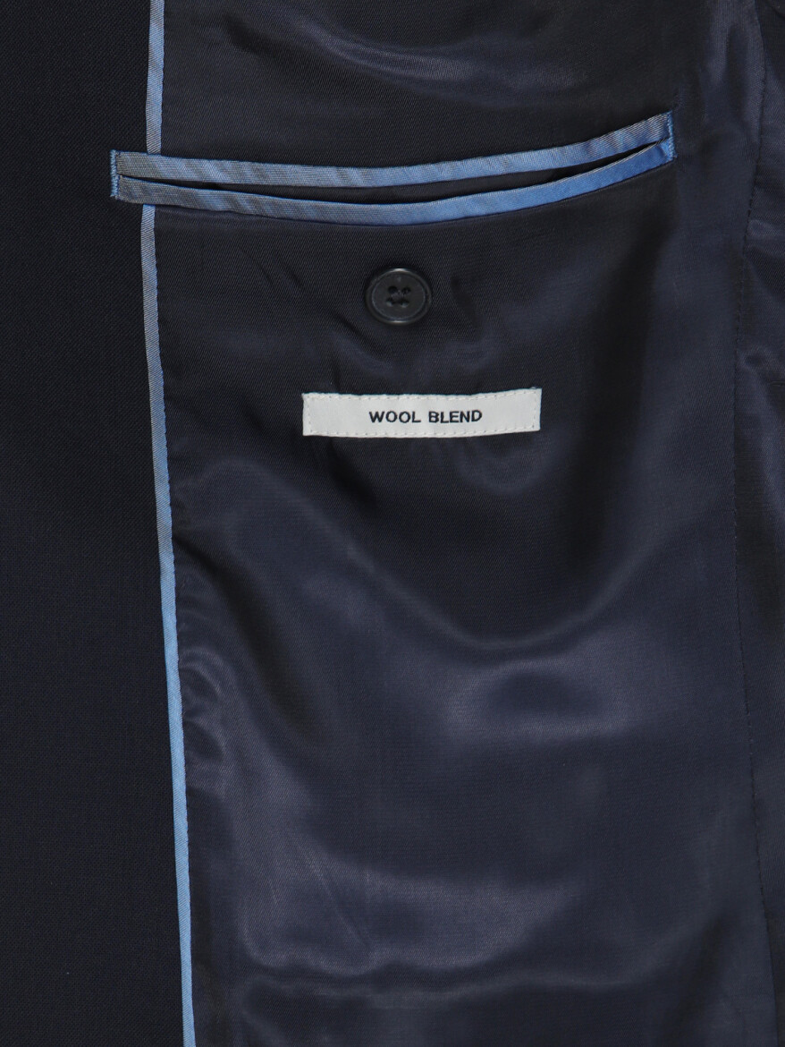 Navy Blue Plain Wool Blended Suit - 7