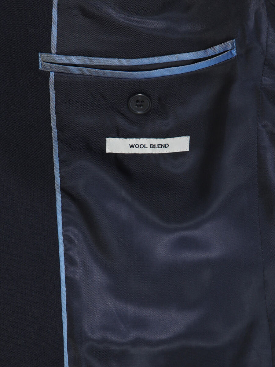 Navy Blue Plain Wool Blended Suit - 7