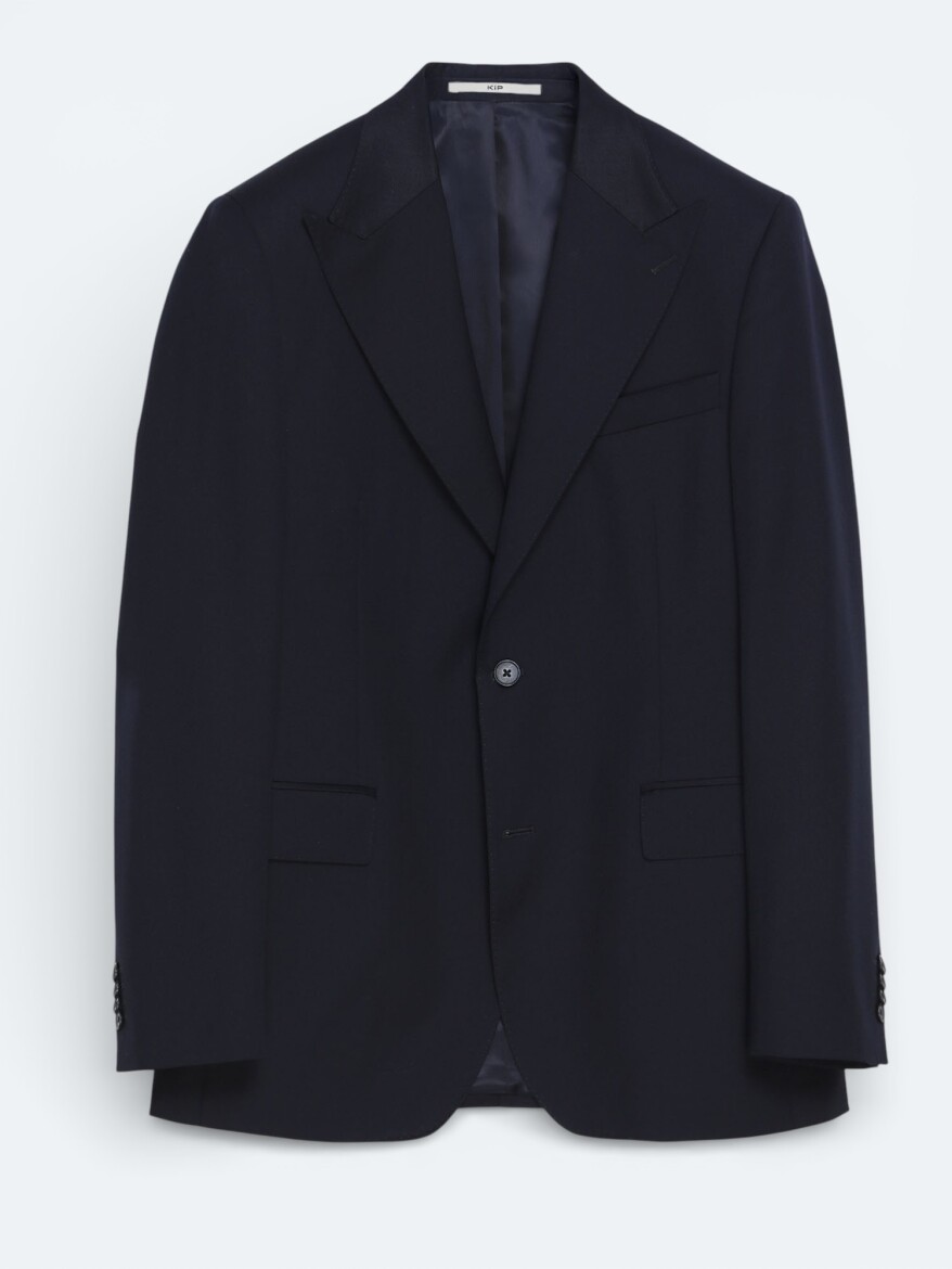 Navy Blue Plain Zeroweight Slim Fit Wool Blended Suit - 5