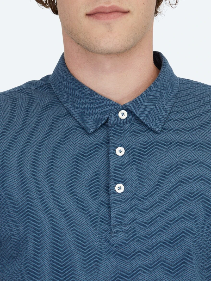 Navy Blue Polo Neck 100% Cotton T-Shirt 