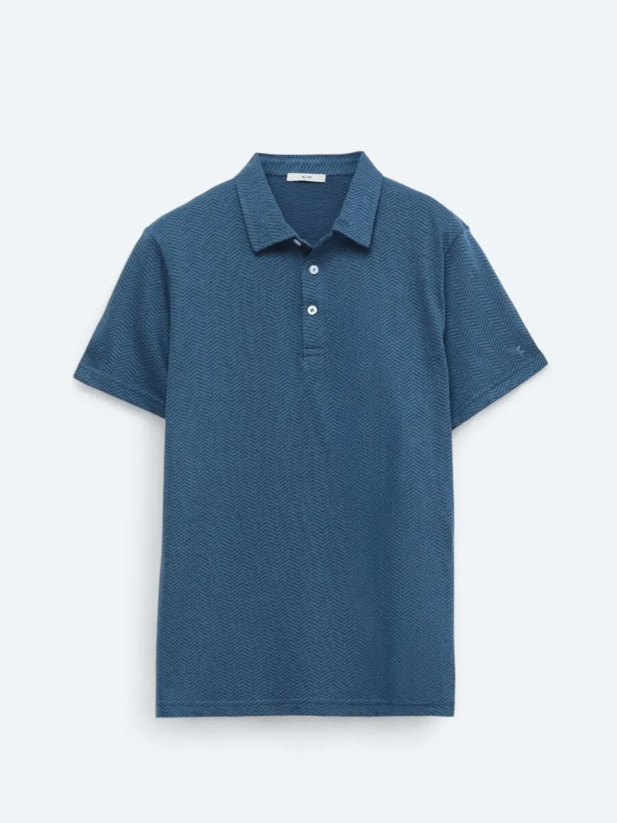Navy Blue Polo Neck 100% Cotton T-Shirt - 6