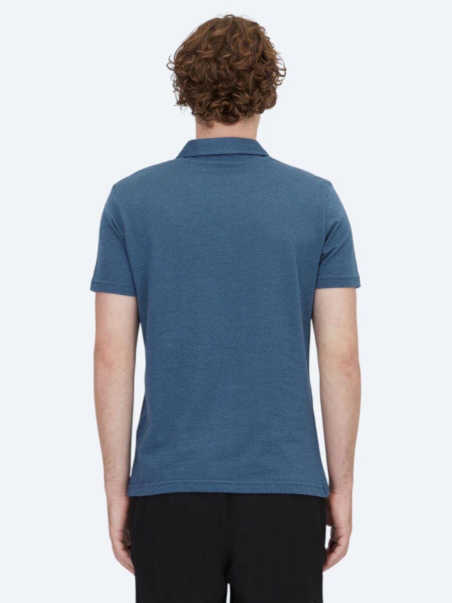 Navy Blue Polo Neck 100% Cotton T-Shirt - 5
