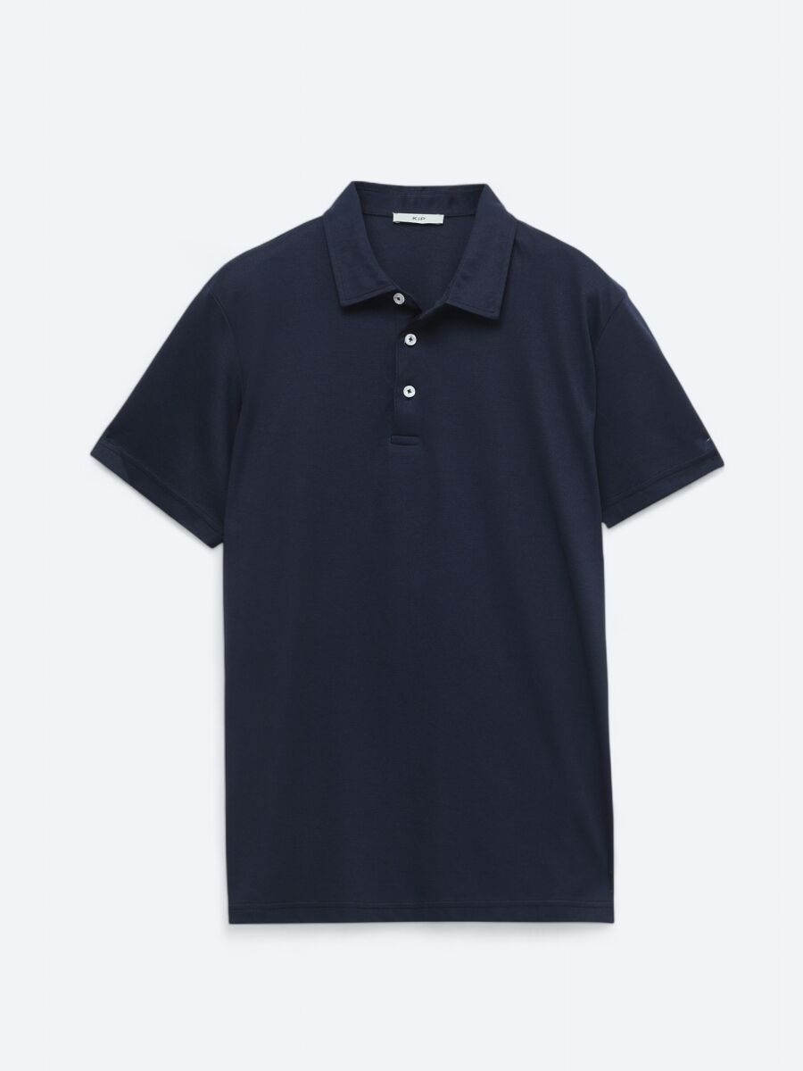 Navy Blue Polo Neck Cotton Blended T-Shirt - 6